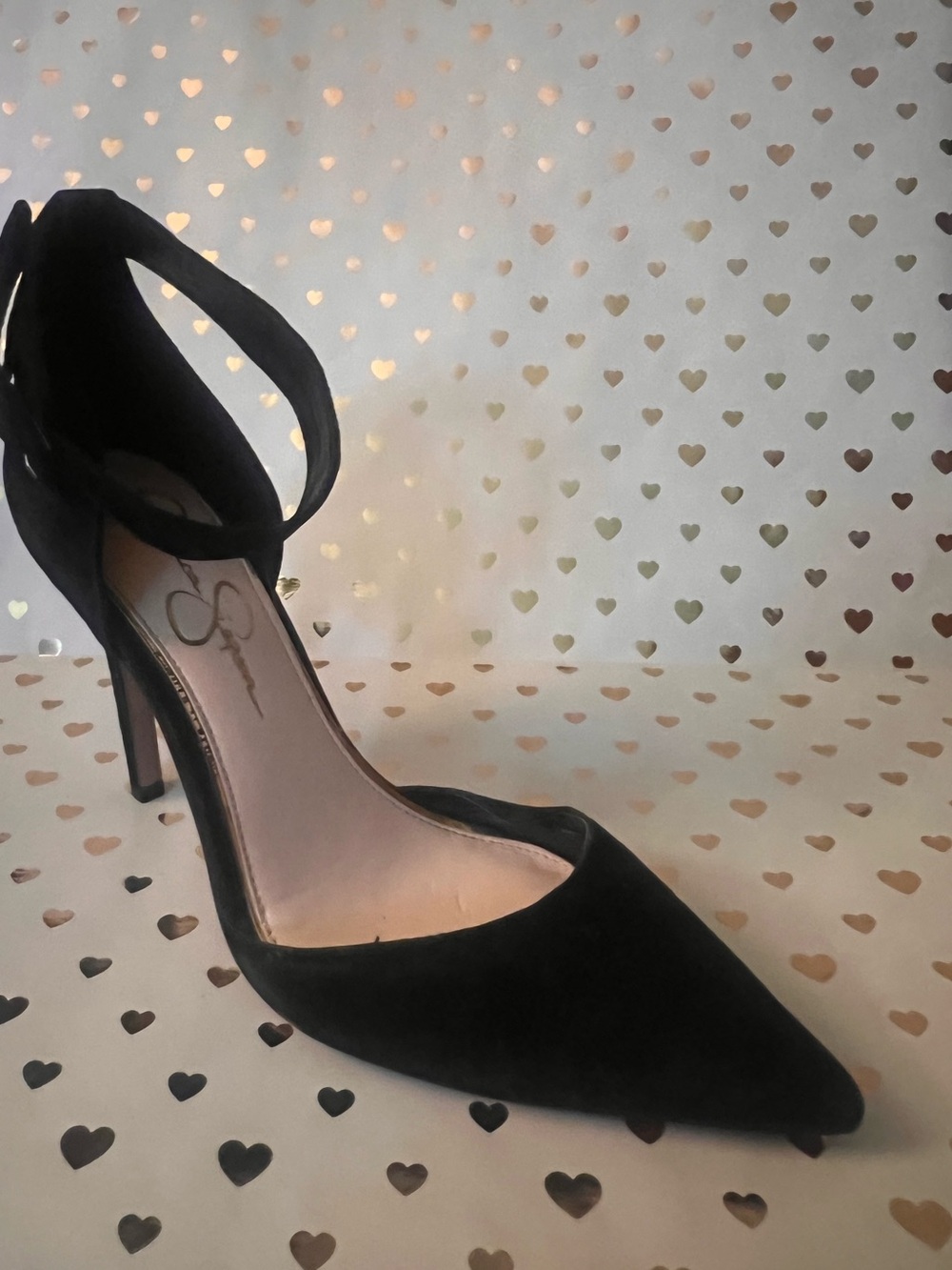 Jessica Simpson Black Pointed-Toe Ankle-Strap Pump